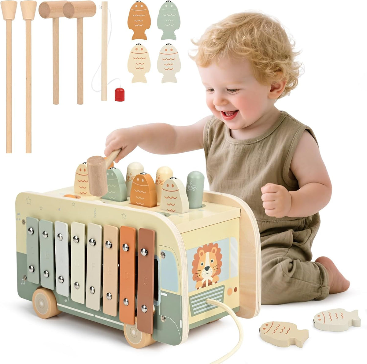 Vanplay Juguetes Montessori para niños de 1 a 2 años, juguete martillador