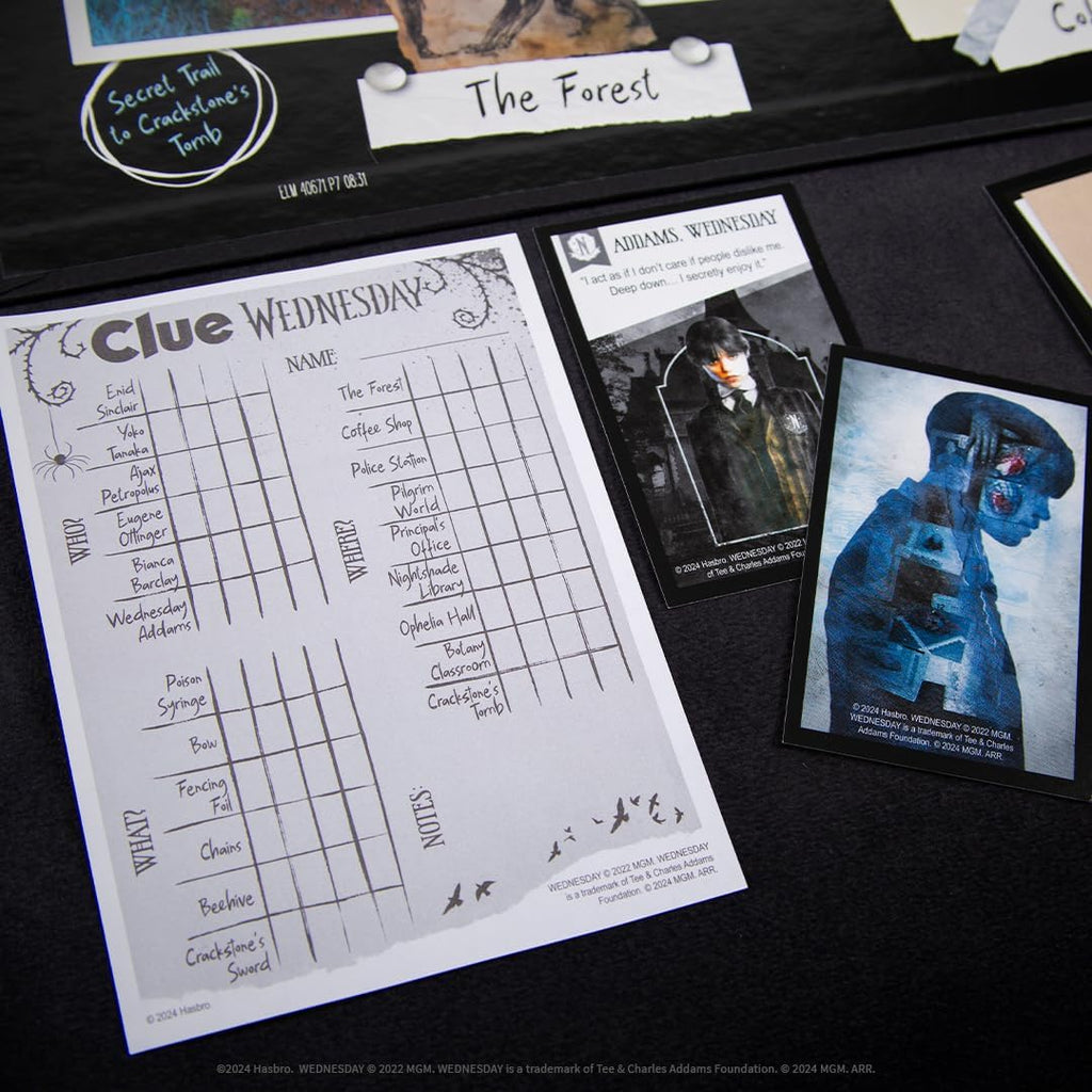 CLUE: Miércoles | Juego de mesa clásico inspirado en la serie original de Netflix | Resuelve el misterio en la Academia Nevermore con amigos y familiares | Mercancía con licencia oficial | 2-6 jugadores | A partir de 8 años