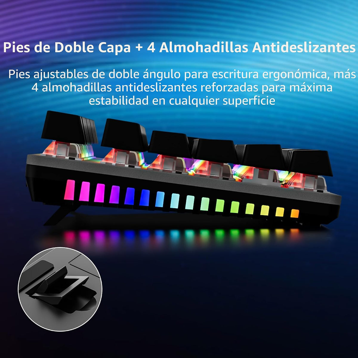 Newmen GM325Pro - Teclado mecánico con retroiluminación LED arcoíri...