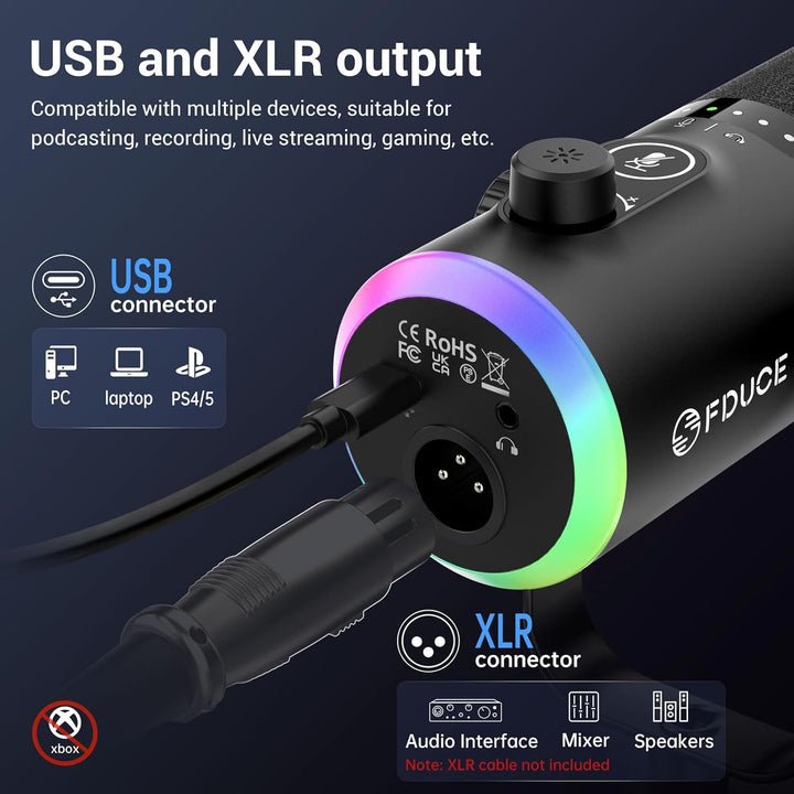 FDUCE Kit de micrófono para juegos USB\/XLR, micrófono dinámico de...