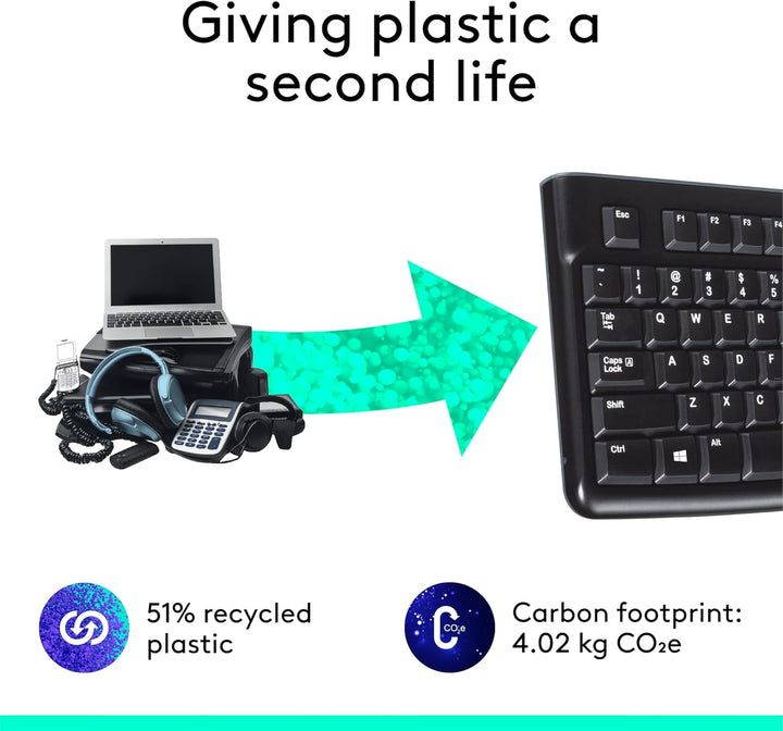 K120 teclado ergonómico de escritorio con cable USB negro