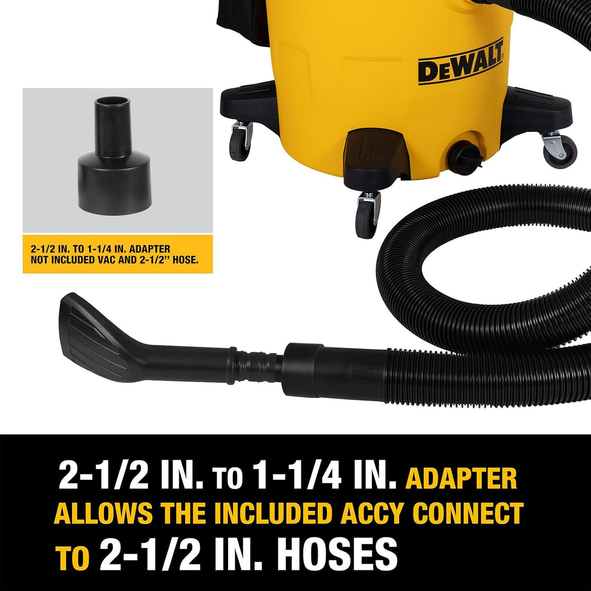 DEWALT Kit de accesorios de manguera de vacío para detalles de automóviles de 8 piezas, accesorios de aspiradora de tienda para limpieza eficiente, compatible con la mayoría de aspiradoras húmedas y