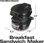 Hamilton Beach 25475 Máquina de sándwiches de desayuno, color gris, individual, Negro