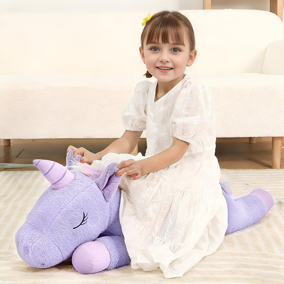 Peluche de unicornio morado gigante de 32 pulgadas, almohada de cue...