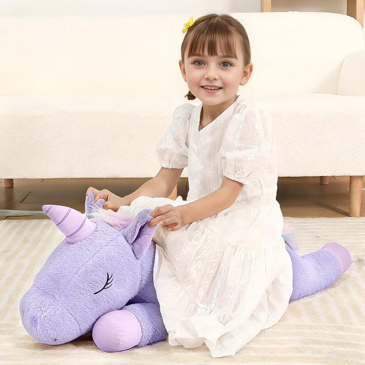 Peluche de unicornio morado gigante de 32 pulgadas, almohada de cue...