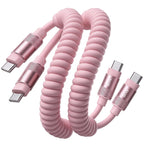 LISEN Cable USB C en espiral, paquete de 2 cables cortos de 60 W C a C de