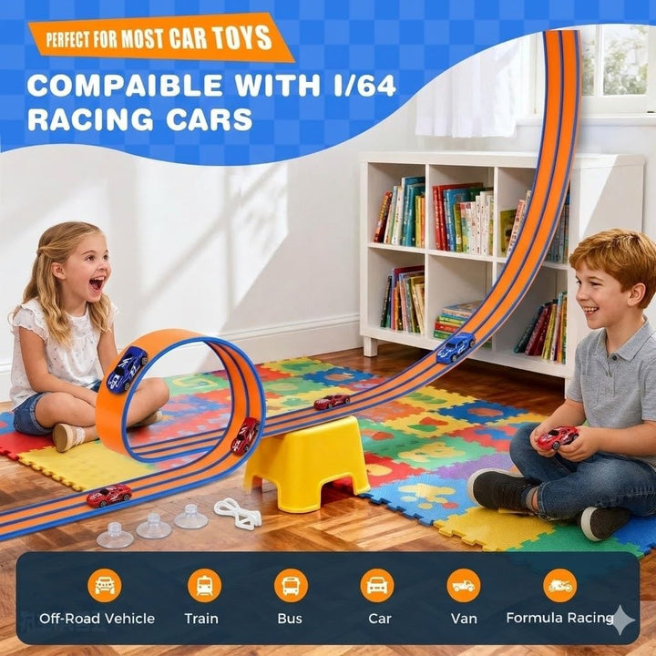 DKOXT Pista de carreras flexible de 15 pies para niños, juego de pi...