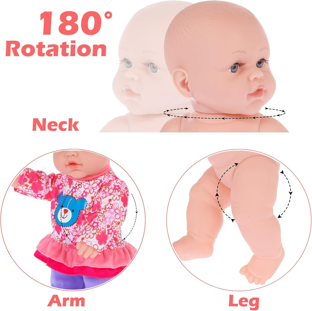 ebuddy Muñeca de bebé de 12 pulgadas y accesorios, Rosa