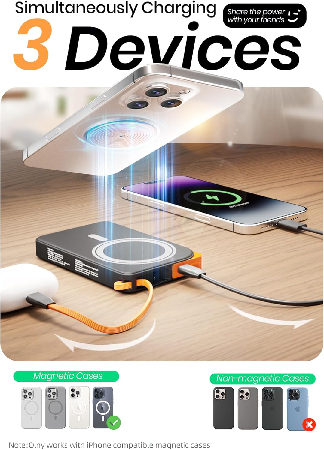 para Magsafe Paquete de batería de 10000mAh, Cargador portátil magn...