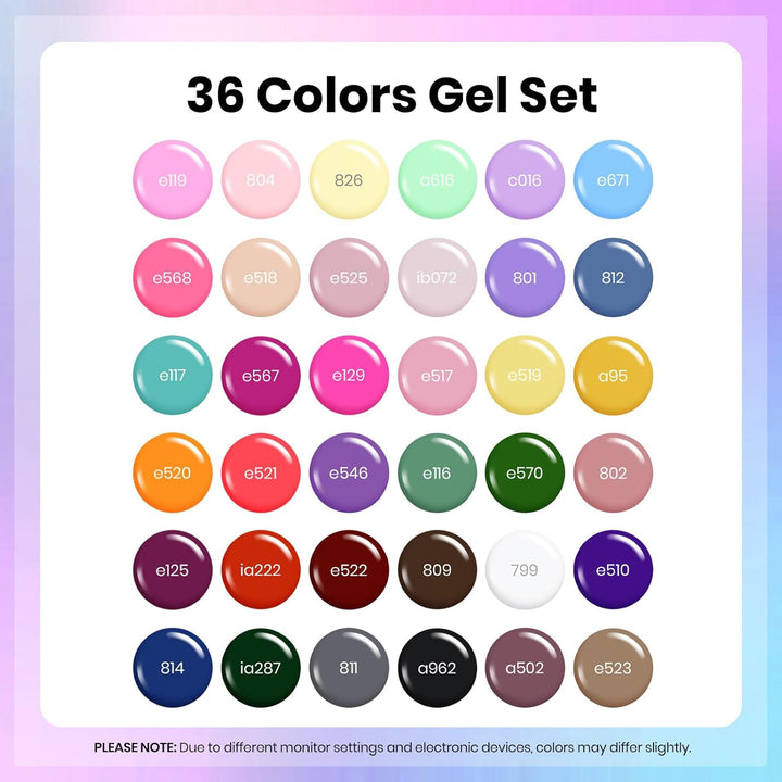 Beetles - Juego de esmaltes de uñas de gel primaveral, 36 colores d...