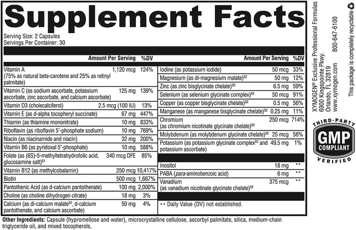 XYMOGEN ActivNutrients sin hierro - Multivitamínico sin hierro para...