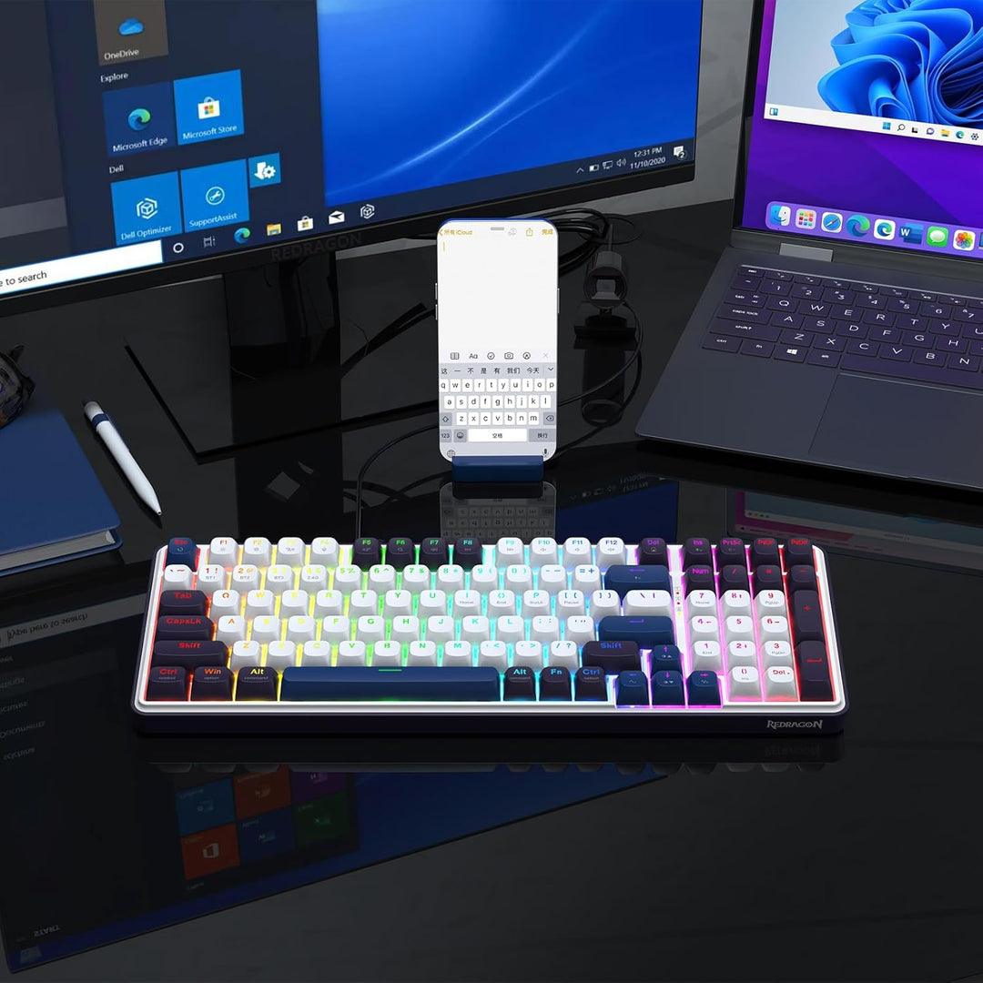 Redragon K744 PRO - Teclado inalámbrico para juegos RGB de 99 tecla...