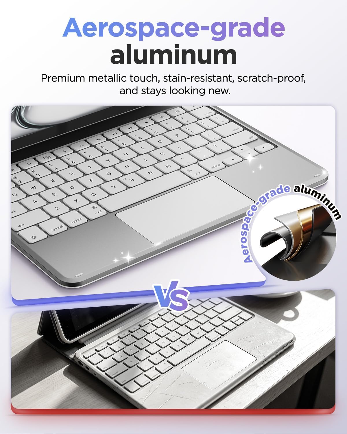 BOBOLEE Funda de teclado delgada de aluminio para iPad Air 11 / Pro de 11