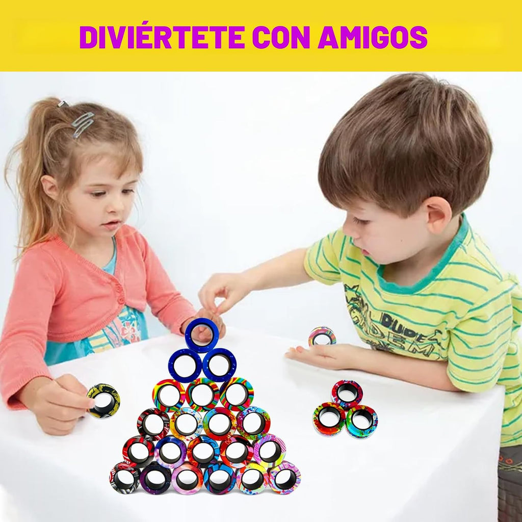 Juego de 27 anillos magnéticos para ansiedad, regalos de fiesta de Halloween, anillos magnéticos para niños, TDAH, ansiedad, anillos giratorios para alivio, regalo de cumpleaños para adultos