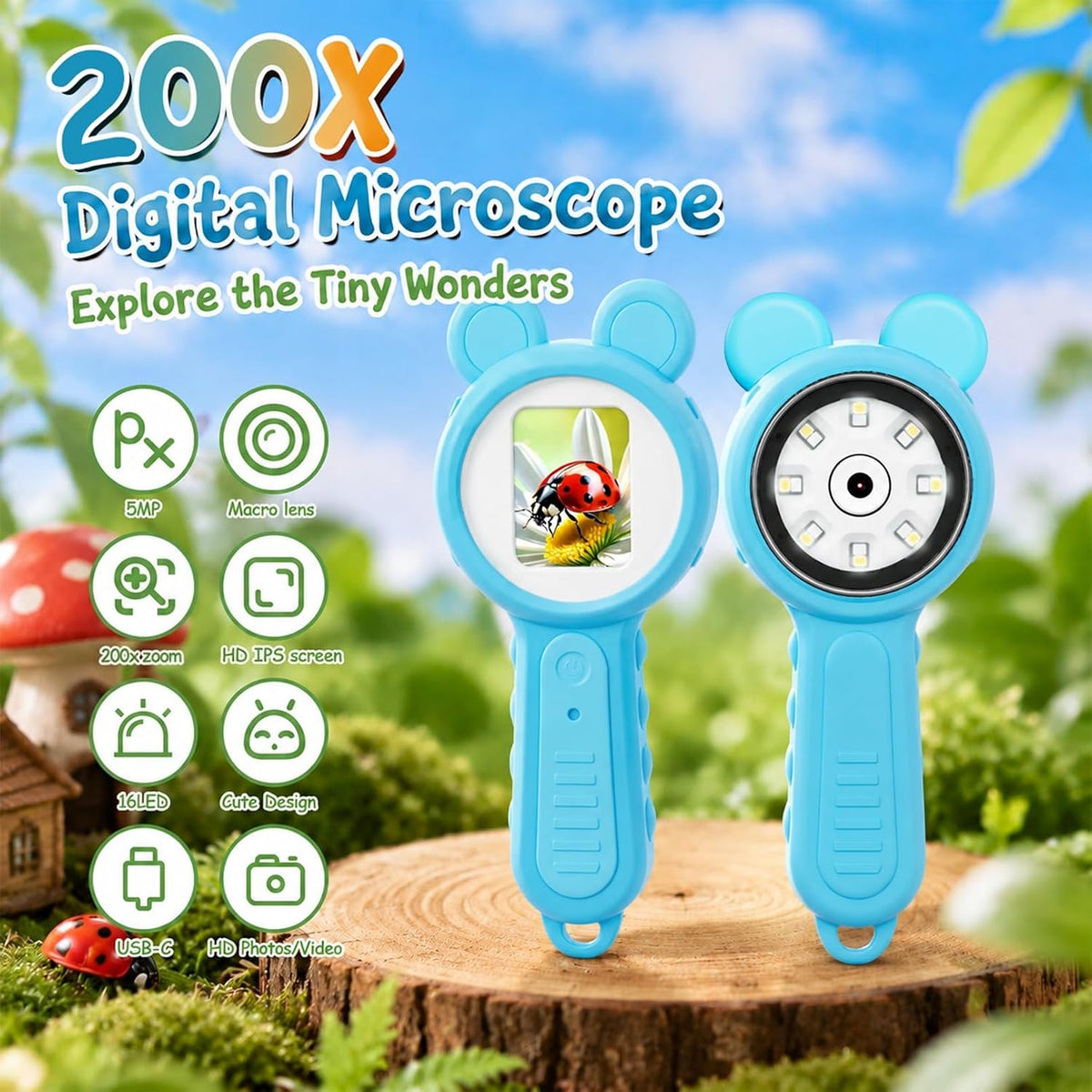 Lupa de enfoque automático de microscopio para niños