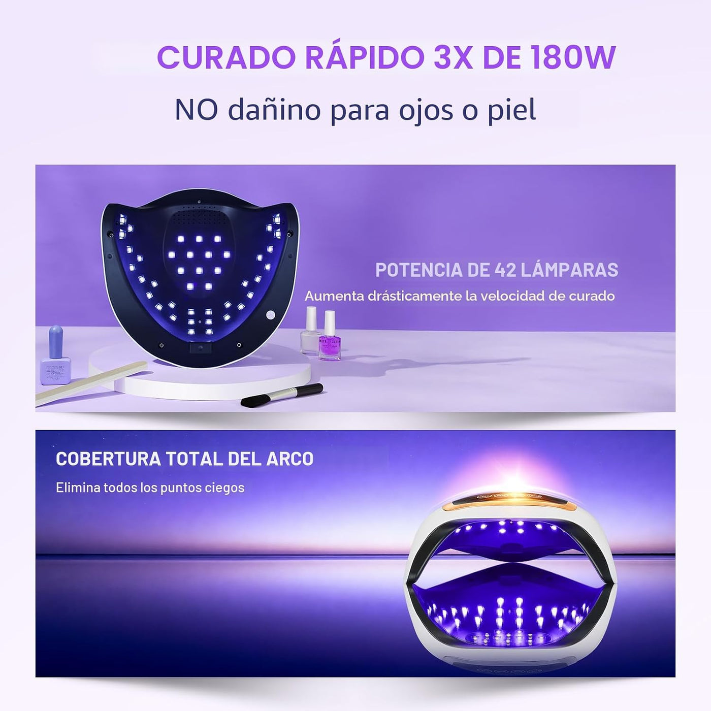 Lámpara de uñas UV LED, Gugusure mejora de 180 W secador de uñas pa...