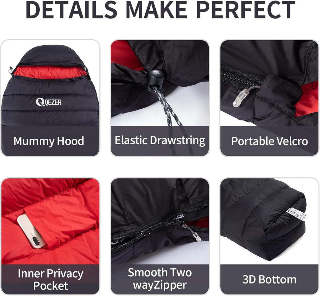 Saco de Dormir para Adultos 0 Grados - Trekking con Clima Frío