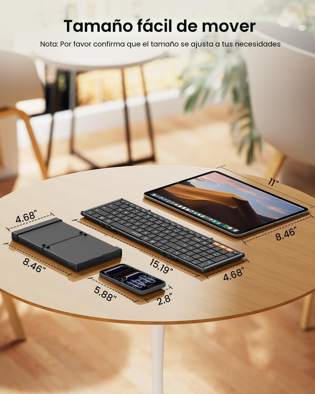 ProtoArc XK01 - Teclado Bluetooth plegable, teclado inalámbrico por...