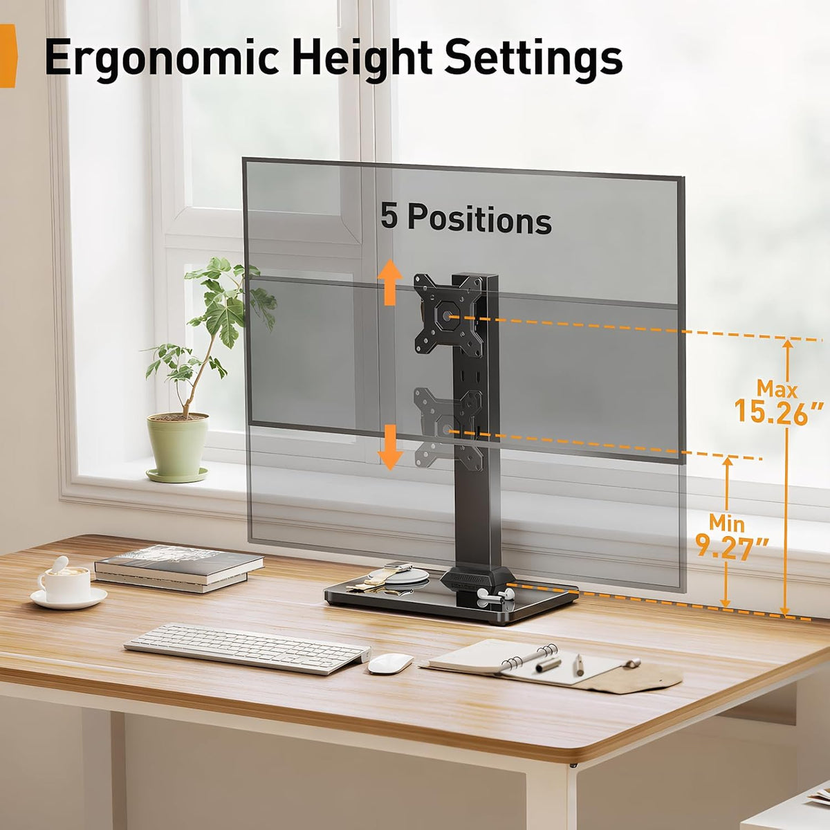 Perlegear - Soporte de monitor único para pantallas de 13 a 34 pulgadas de