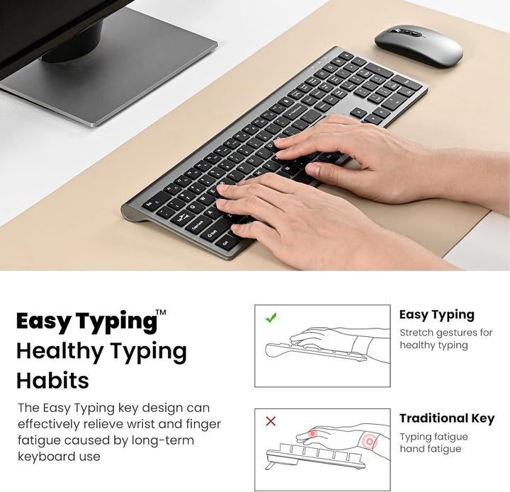 Combo de teclado y mouse inalámbricos recargables, juego de teclado...