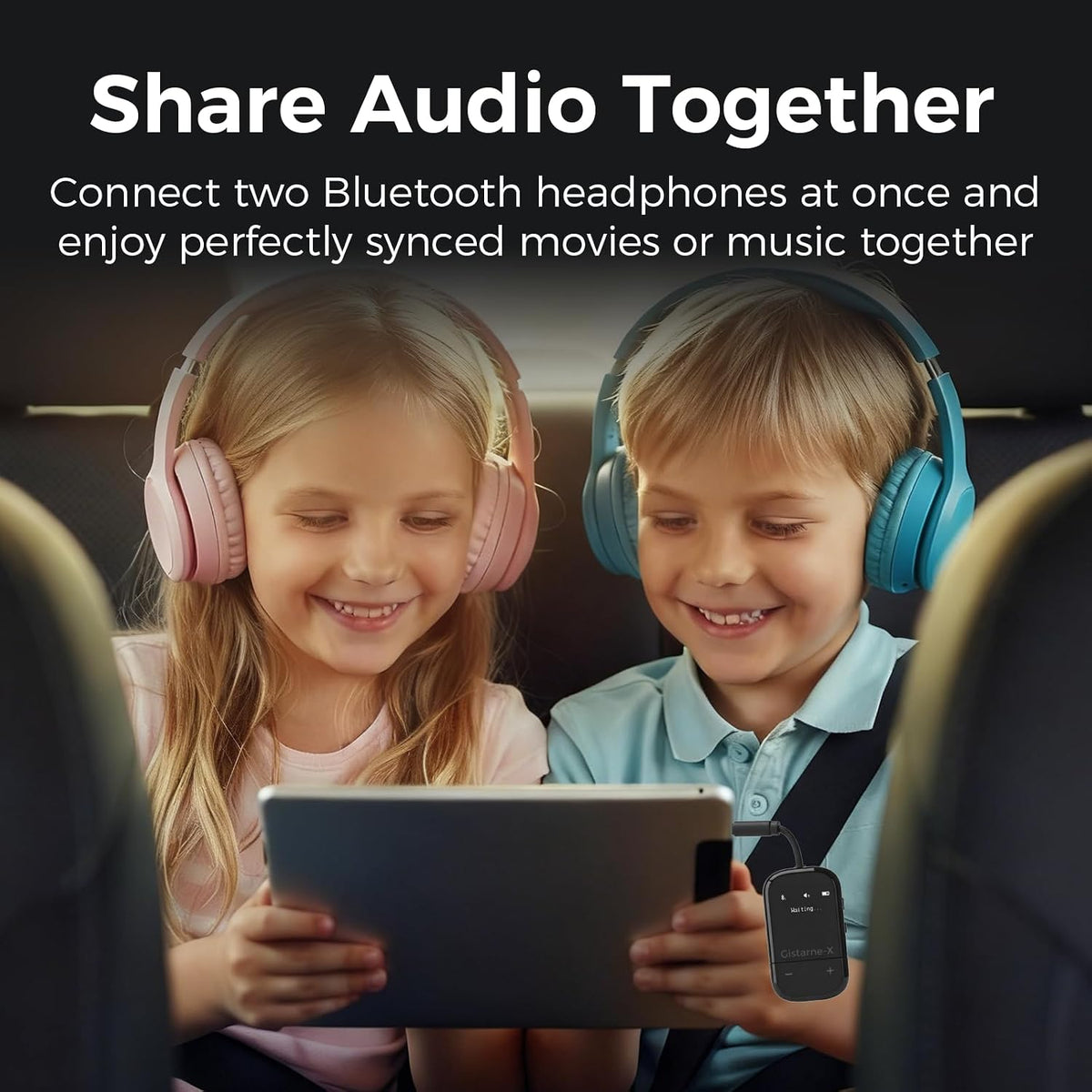 Transmisor de audio Bluetooth 5.3 para avión con Qualcomm aptX adaptativo, pantalla LCD, soporte de dispositivo doble, batería de 30 horas, AUX de 0.138 in para viajes, vuelo, gimnasio