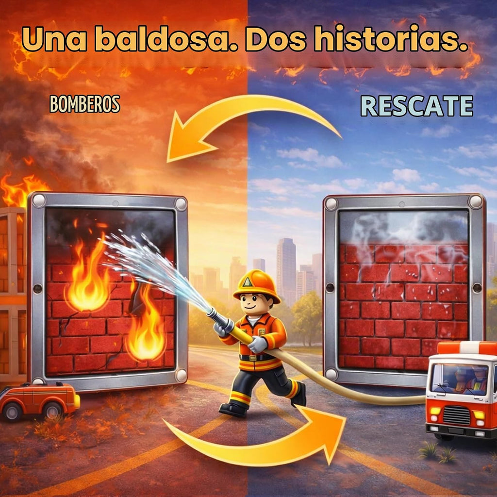 LATI Azulejos magnéticos de rescate de incendios para niños con camión de