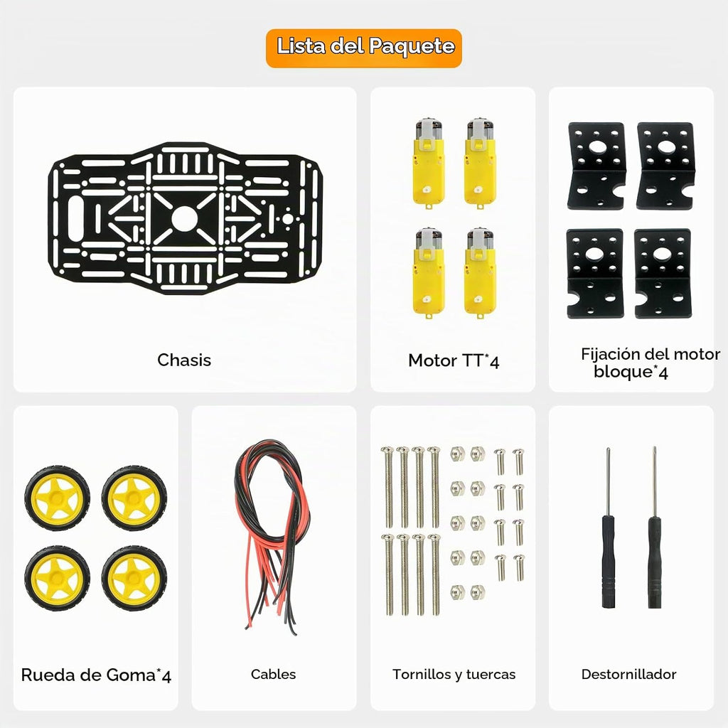 Kit de chasis de robot 4WD para Arduino/Raspberry Pi