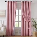 Cortinas 100% opacas para dormitorio, doble capa rosa
