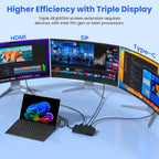 Estación de acoplamiento para superficie, pantalla triple 4K a 60Hz a través de HDMI, DP y USB C, 12 en 1 con adaptador de corriente de 120 W para Surface Laptop 5/4/3 y Surface Pro 11/10/9/8/7/X
