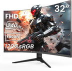 CRUA Monitor curvo para juegos FHD 1080P 240Hz de 32 pulgadas, 1800...