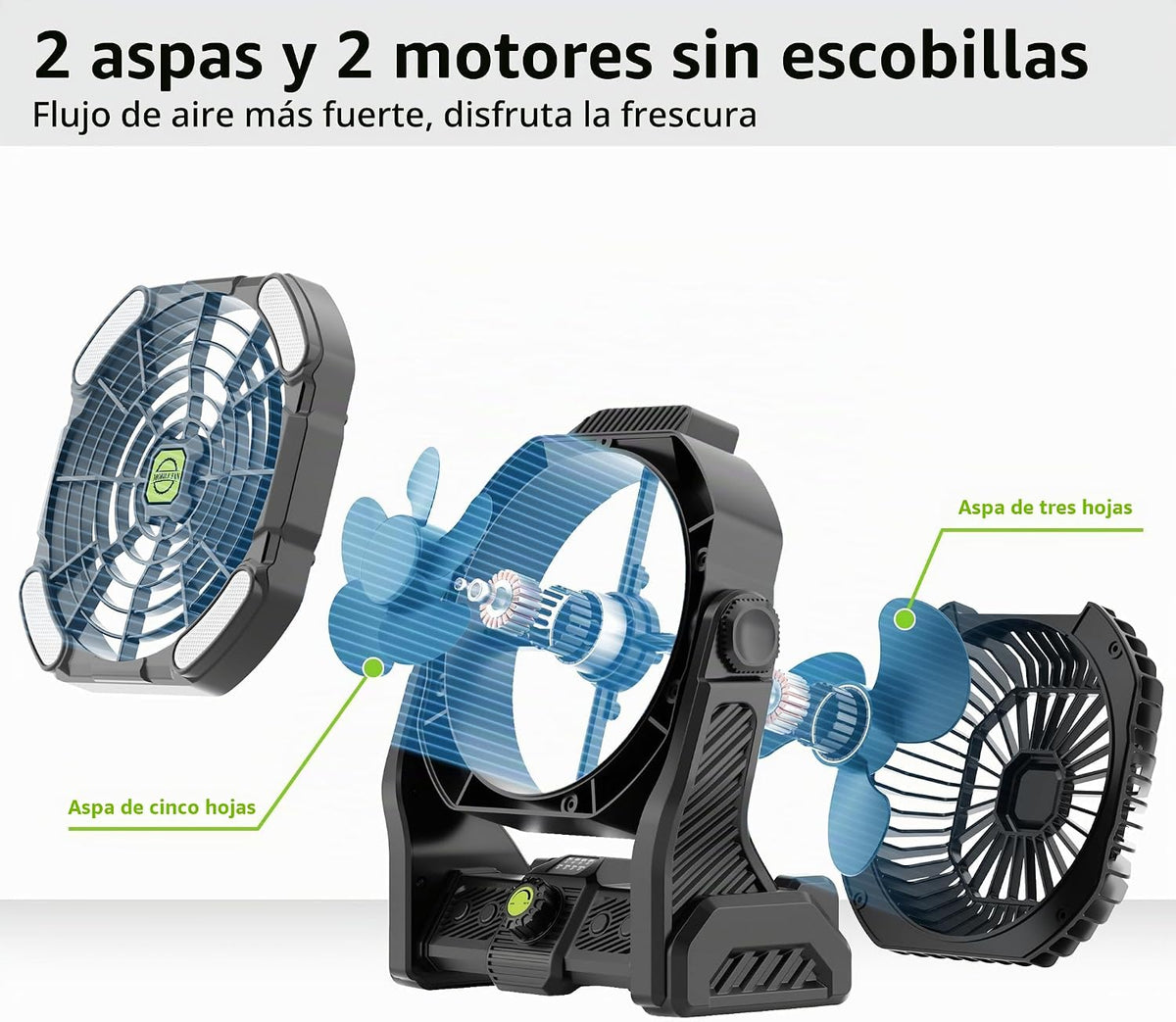 TDLOL - Tienda de campaña portátil recargable con ventilador con lu...