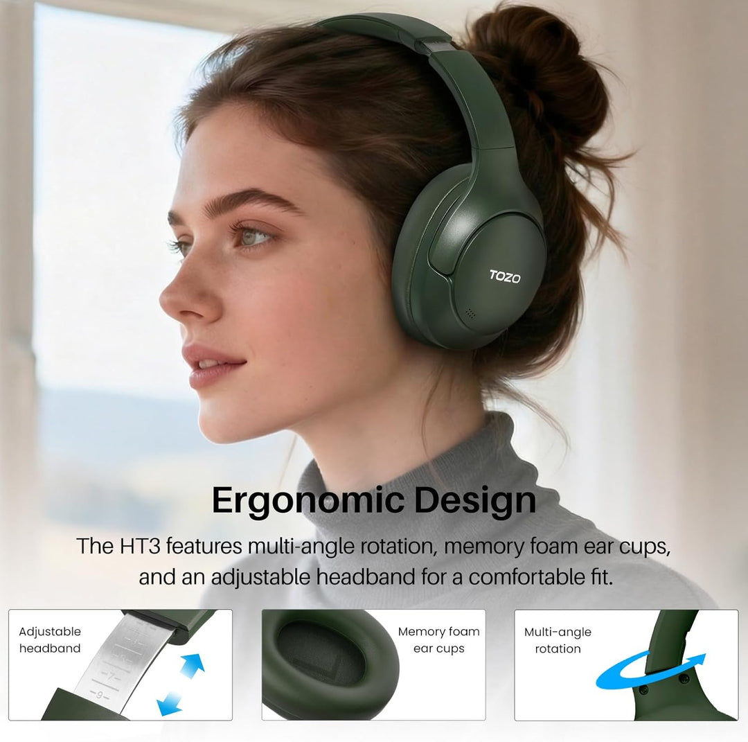 TOZO Auriculares híbridos HT3 con cancelación de ruido, batería de...