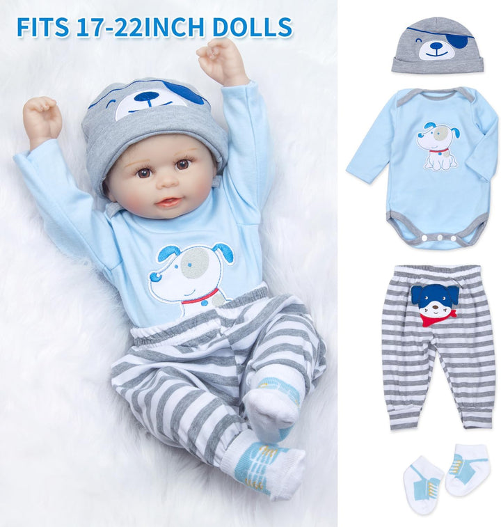 Juego de 9 piezas de ropa de muñeca de bebé Reborn azul para muñeca...