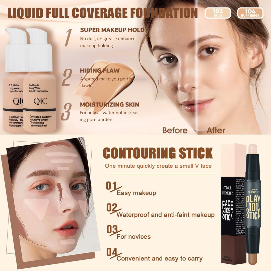 Kit de maquillaje todo en uno para mujeres, kit completo, set de re...