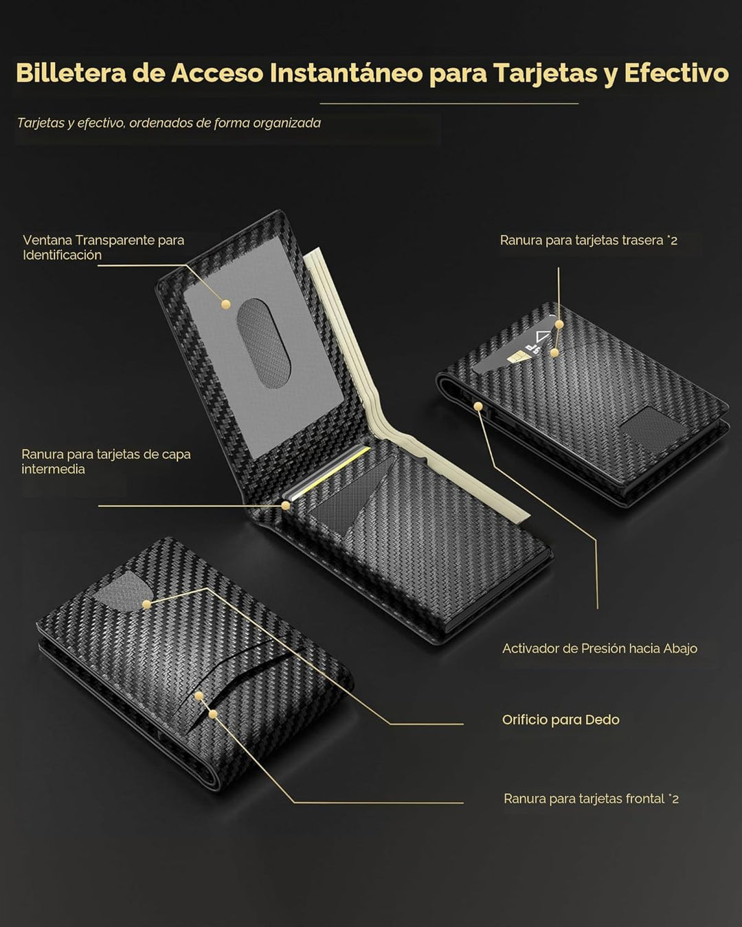 QLD Cartera Minimalista para Hombres - Portador de Tarjetas de Créd...