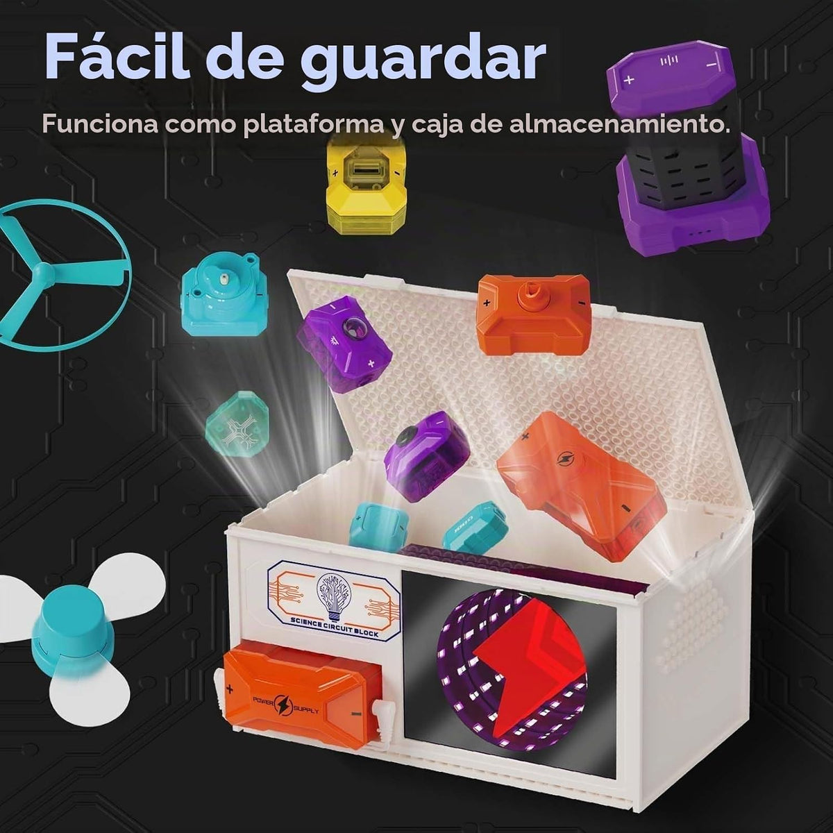 Kit de electrónica STEM para niños de 3 años, 45 piezas de circuito
