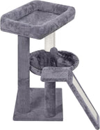 YOUPET - Árbol para gatos con poste rascador para gatos de interior, torre para gatos con tabla de rascar y bolas de juguete divertidas, torre de árbol para gatos con hamaca acogedora, gris