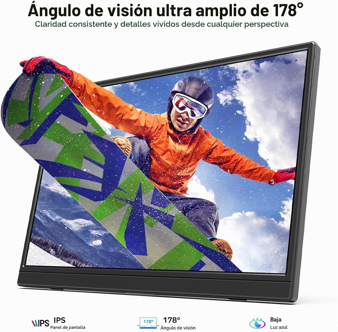 KQC Monitor portátil de 14 pulgadas FHD 1200P, pantalla externa ult...