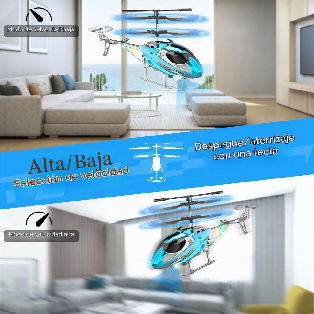 Helicóptero de control remoto para niños, helicópteros RC de retención de altitud 2.4G con luz LED y giroscopio, avión controlado por radio juguete interior con 3.5 canales de alta velocidad