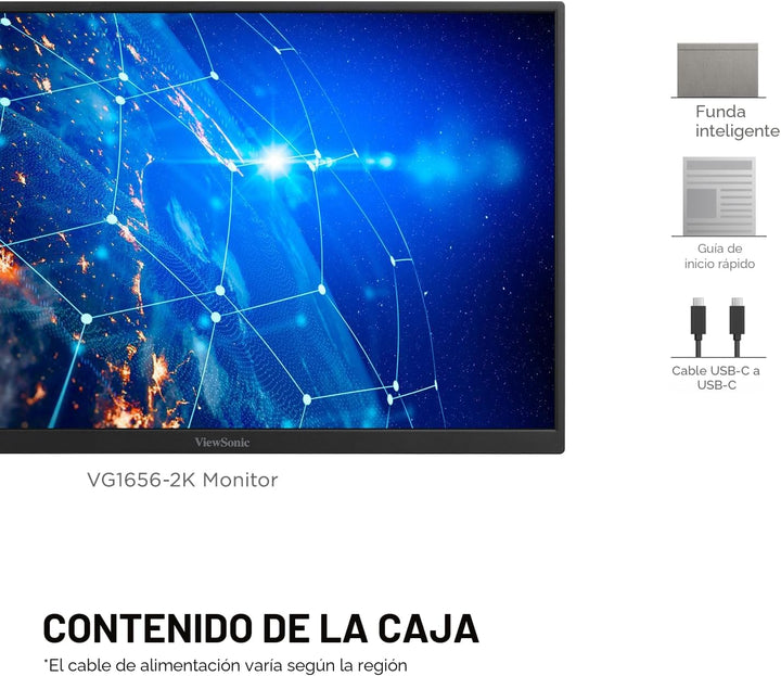 ViewSonic VG1656-2K Monitor portátil de 16 pulgadas 1600p, WQXGA IP...