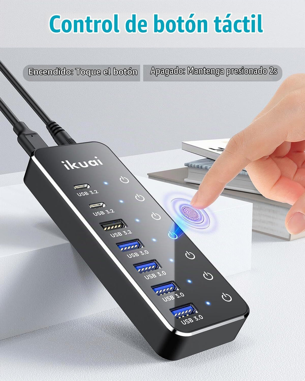 ikuai, hub USB 3.2 de 7 puertos, alimentado, adaptador 5V/3A