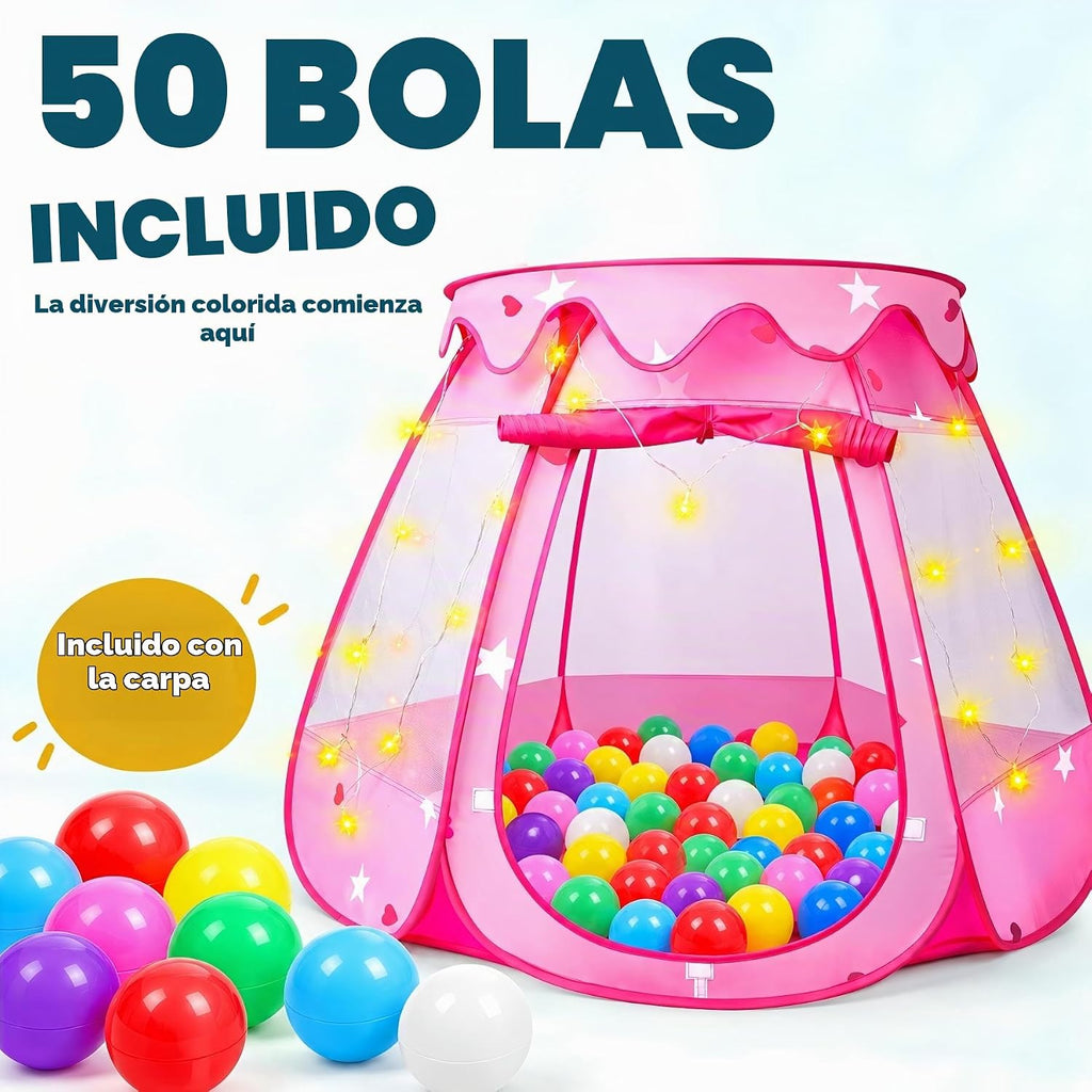 Pits de bolas con 50 bolas, tiendas de campaña emergentes para niños con luces de estrellas