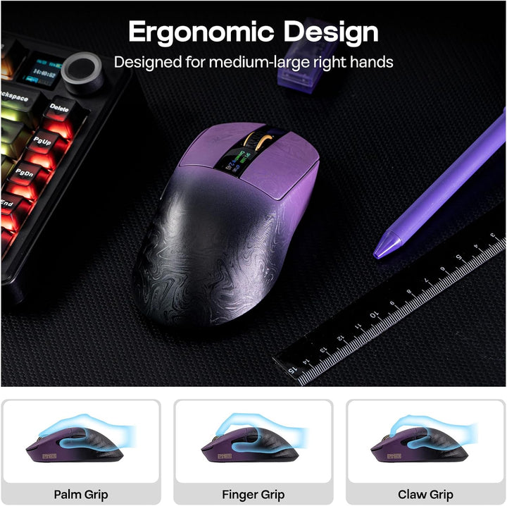EPOMAKER Carbonis - Mouse inalámbrico para juegos con pantalla digi...