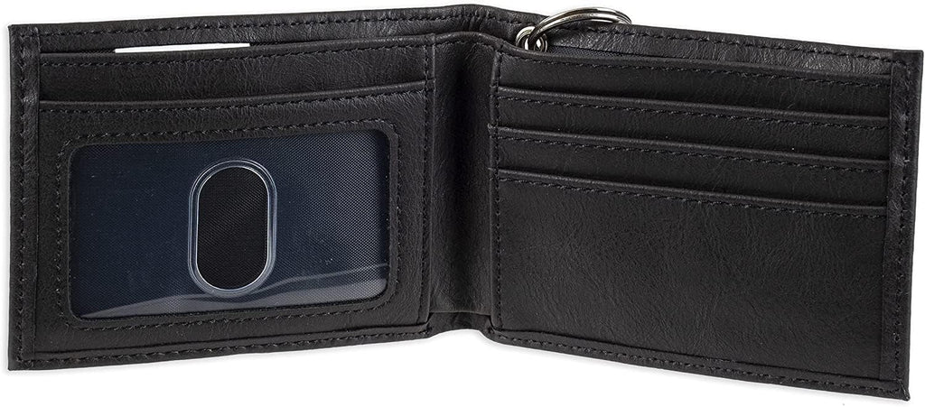 Dickies Billetera de piel con cadena plegable RFID para hombre, color negro