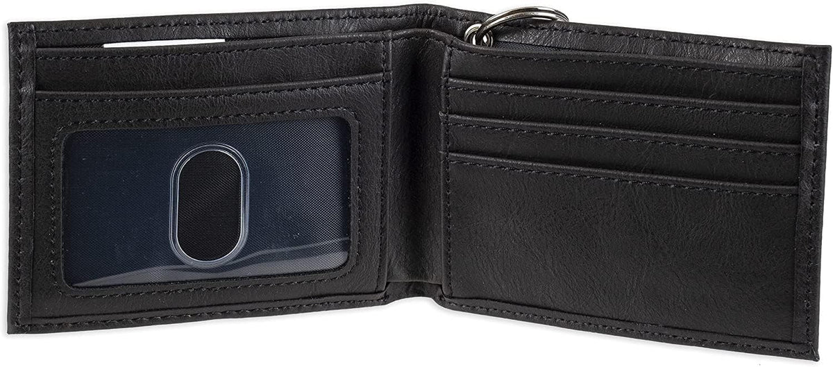 Dickies Billetera de piel con cadena plegable RFID para hombre, color negro