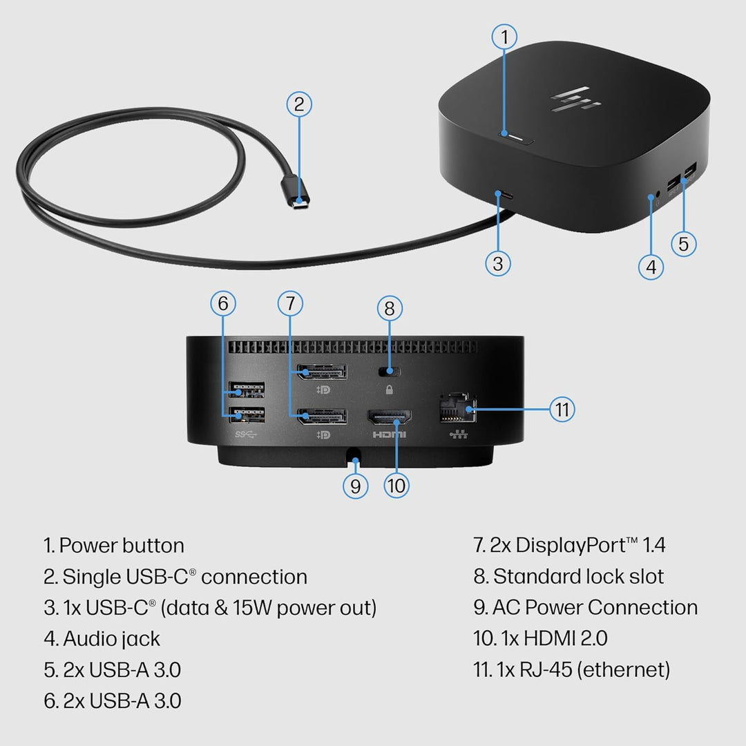HP USB-C Dock G5 - Adaptador 11-en-1 para portátiles PC y