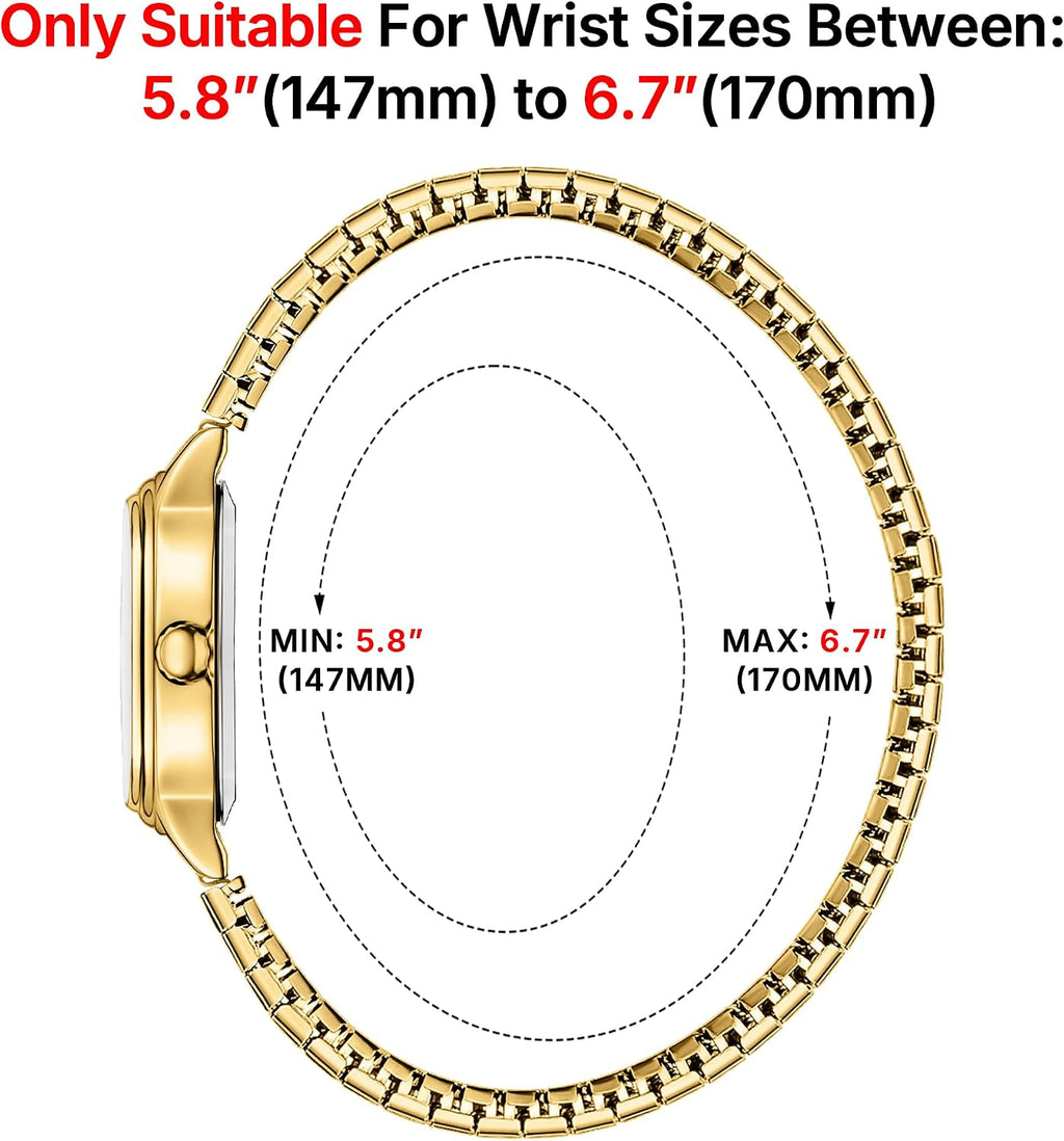 Relojes pequeños de oro para mujer, reloj analógico de esfera fácil de leer, caja ovalada, banda de expansión de acero inoxidable, reloj impermeable