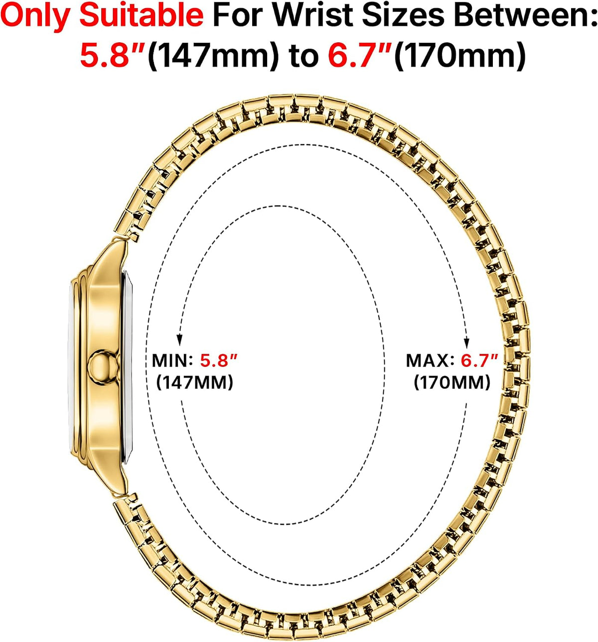 Relojes pequeños de oro para mujer, reloj analógico de esfera fácil de leer, caja ovalada, banda de expansión de acero inoxidable, reloj impermeable