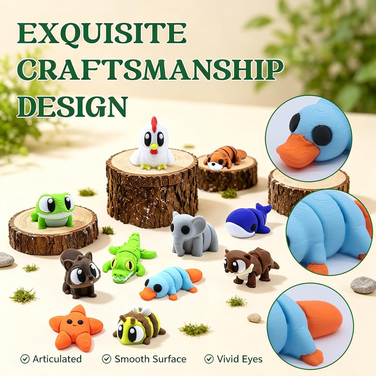Juego de 50 mini figuras de animales impresos en 3D, juguetes para ansiedad