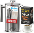 Prensa de café francesa de acero inoxidable y doble pared de SterlingPro., Acero inoxidable, acabado de espejo, 2L